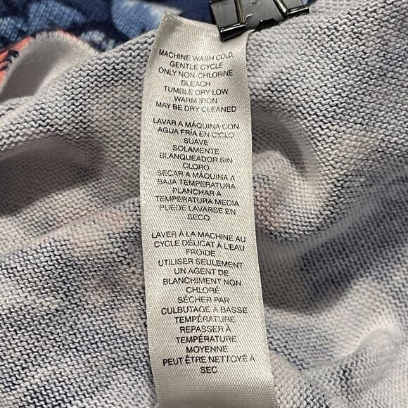 Chicos Womens Sweater Striking Floral Scoop Neck 3/4 Sleeve Blue 1 Medium 8 FN - Picture 5 of 7